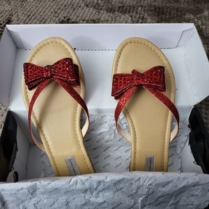 INC red bow sandal